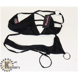 PEECABOO 2PC WOMENS BLACK W/ SILVER HOOPS ADULT