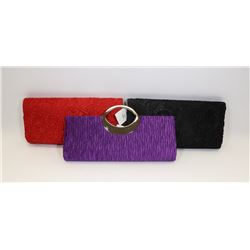 BUNDLE OF 3 WOMENS COCKTAIL CLUTCH PURSES;