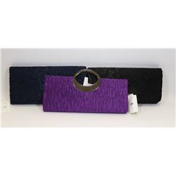 BUNDLE OF 3 WOMENS COCKTAIL CLUTCH PURSES;