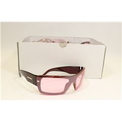 TRAY OF 12 DESIGNER STYLE SUNGLASSES; RED LENSE/