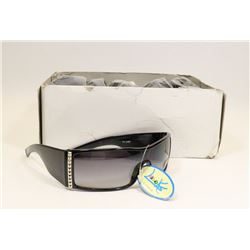TRAY OF 12 DESIGNER STYLE SUNGLASSES; BLACK