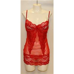 PEECABOO 2PC WOMENS RED SHEER & LACE INTIMATE