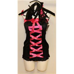 PEECABOO 5PC WOMENS ADULT COSTUME; BLACK & PINK