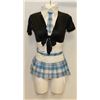 Image 1 : PEECABOO 3PC WOMENS COSTUME; BLUE /WHITE PLAID