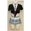 Image 1 : PEECABOO 3PC WOMENS COSTUME; BLUE /WHITE PLAID