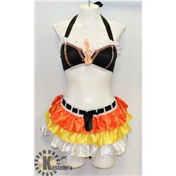 PEECABOO 2PC WOMENS COSTUME; ORANGE/ YELLOW/ WHITE