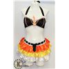 Image 1 : PEECABOO 2PC WOMENS COSTUME; ORANGE/ YELLOW/ WHITE