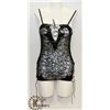 Image 1 : PEECABOO 2PC WOMENS BLACK LACE & LEATHER STYLE
