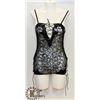 Image 1 : PEECABOO 2PC WOMENS BLACK LACE & LEATHER STYLE