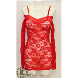 PEECABOO 2PC WOMENS RED LONG SLEEVE LACE