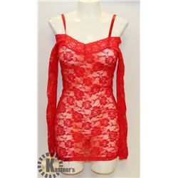 PEECABOO 2PC WOMENS RED LONG SLEEVE LACE