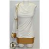 Image 1 : PEECABOO 2PC WOMENS GOLD & WHITE SINGLE SLEEVE