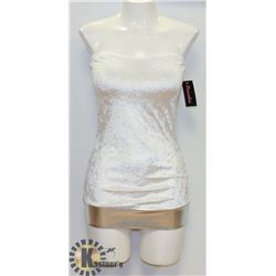 PEECABOO 2PC WOMENS WHITE VELVET STYLE & SILVER