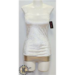 PEECABOO 2PC WOMENS WHITE VELVET STYLE & SILVER