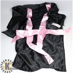 WOMENS PEECABOO BLACK & BABY PINK SATIN STYLE ROBE