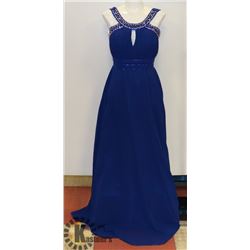 ROYAL BLUE EMPIRE WAIST A LINE DRESS WITH PLEATED/