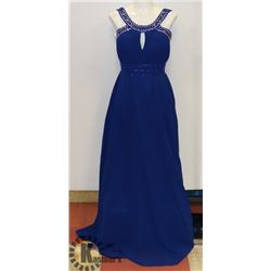 ROYAL BLUE EMPIRE WAIST A LINE DRESS WITH PLEATED/