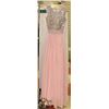Image 1 : SILVER & BABY PINK A- LINE FORMAL DRESS W/ CHIFFON