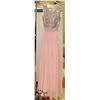 Image 1 : SILVER & BABY PINK A- LINE FORMAL DRESS W/ CHIFFON