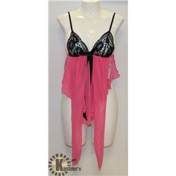 PEECABOO 2PC WOMENS HOT PINK & BLACK INTIMATE
