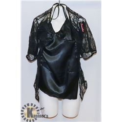 PEECABOO 4PC WOMENS BLACK LACE & SATIN STYLE