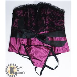 PEECABOO 2PC WOMENS METALLIC PURPLE & BLACK LACE
