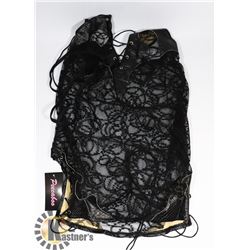 PEECABOO 2PC WOMENS BLACK LACE & LEATHER STYLE