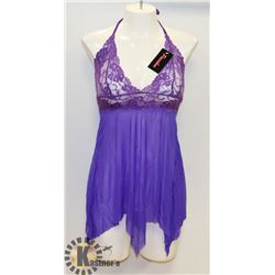 PEECABOO 2PC WOMENS PURPLE SHEER & LACE