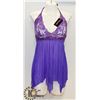 Image 1 : PEECABOO 2PC WOMENS PURPLE SHEER & LACE