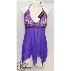 PEECABOO 2PC WOMENS PURPLE SHEER & LACE