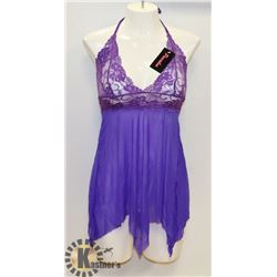 PEECABOO 2PC WOMENS PURPLE SHEER & LACE