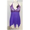 Image 1 : PEECABOO 2PC WOMENS PURPLE SHEER & LACE