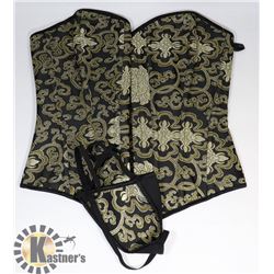 PEECABOO 2PC WOMENS BLACK & GOLD BUSTIER