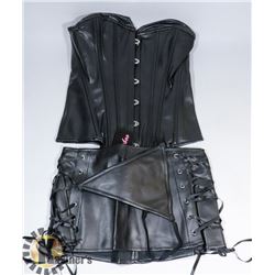 PEECABOO 2PC WOMENS BLACK BUSTIER W/ THONG