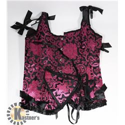 PEECABOO 2PC WOMENS BLACK & PINK BUSTIER W.