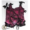 Image 1 : PEECABOO 2PC WOMENS BLACK & PINK BUSTIER W.