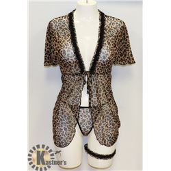 PEECABOO 3PC WOMENS SHEER CHEETAH PRINT