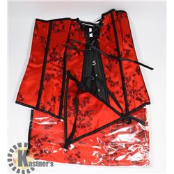PEECABOO 3PC WOMENS RED EMBROIDERED & BLACK