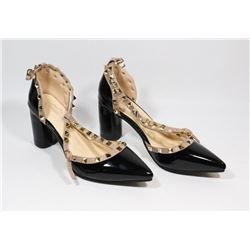 FASHION WOMENS BLACK & BLUSH GOLD STUDDED STRAP