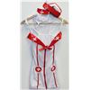 Image 1 : PEECABOO 5PC WOMENS ADULT COSTUME;  WHITE & RED