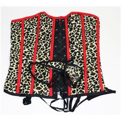 PEECABOO 2PC WOMENS CHEETAH PRINT, RED & BLACK