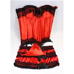 PEECABOO 2PC WOMENS RED & BLACK LACE