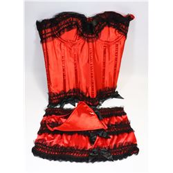 PEECABOO 2PC WOMENS RED & BLACK LACE