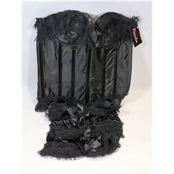 PEECABOO 2PC WOMENS BLACK SATIN/ LACE