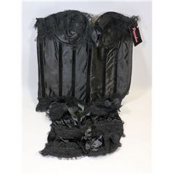 PEECABOO 2PC WOMENS BLACK SATIN/ LACE