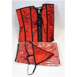 PEECABOO 3PC WOMENS RED & BLACK EMBROIDERED