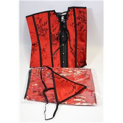 PEECABOO 3PC WOMENS RED & BLACK EMBROIDERED
