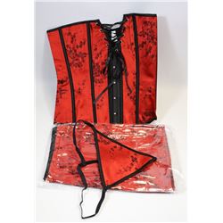 PEECABOO 3PC WOMENS RED & BLACK EMBROIDERED