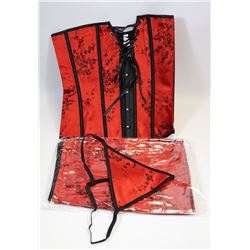 PEECABOO 3PC WOMENS RED & BLACK EMBROIDERED