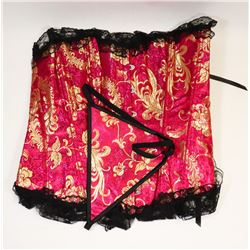 PEECABOO 2PC WOMENS HOT PINK & GOLD EMBROIDERED